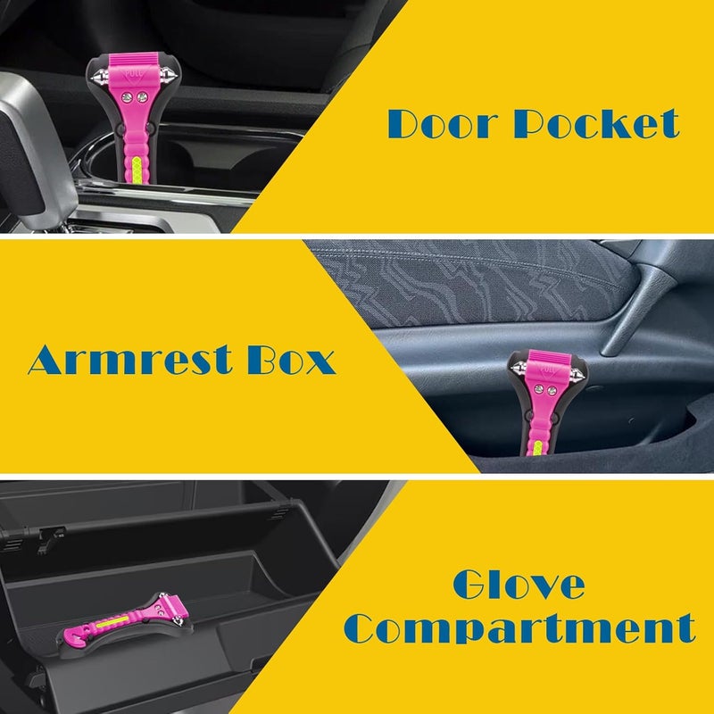 Cleverool Store Car Safety Hammer Window Breaker, 2-in-1 Emergency Escape Tool with Seat Belt Cutter for Women, Cute Pink&Green Safety Escape Hammer for Car, Family - Image 4